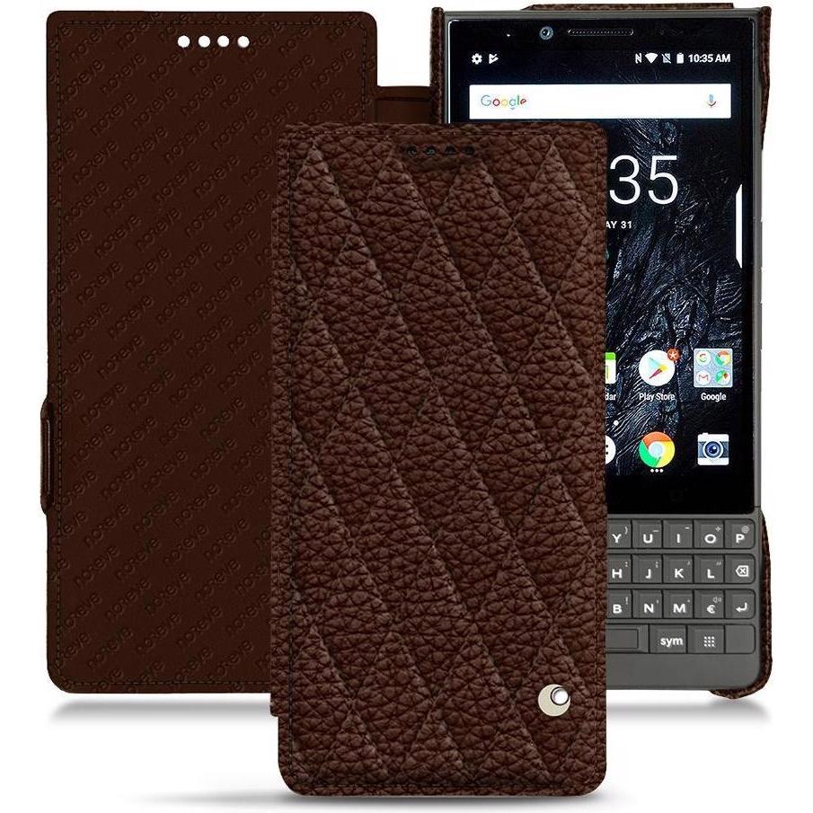 Noreve Lederschutzhülle horizontal (Blackberry KEY2), Smartphone Hülle, Braun