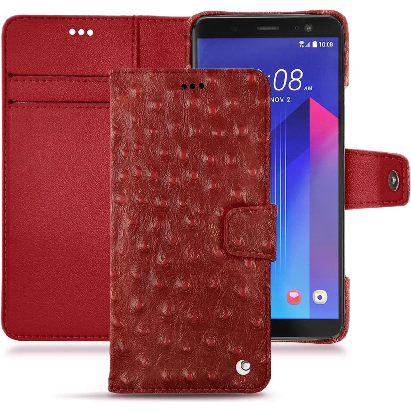 Noreve Lederschutzhülle Wallet (HTC U11+), Smartphone Hülle, Rot