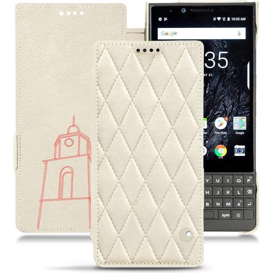 Noreve Lederschutzhülle horizontal (Blackberry KEY2), Smartphone Hülle, Weiss