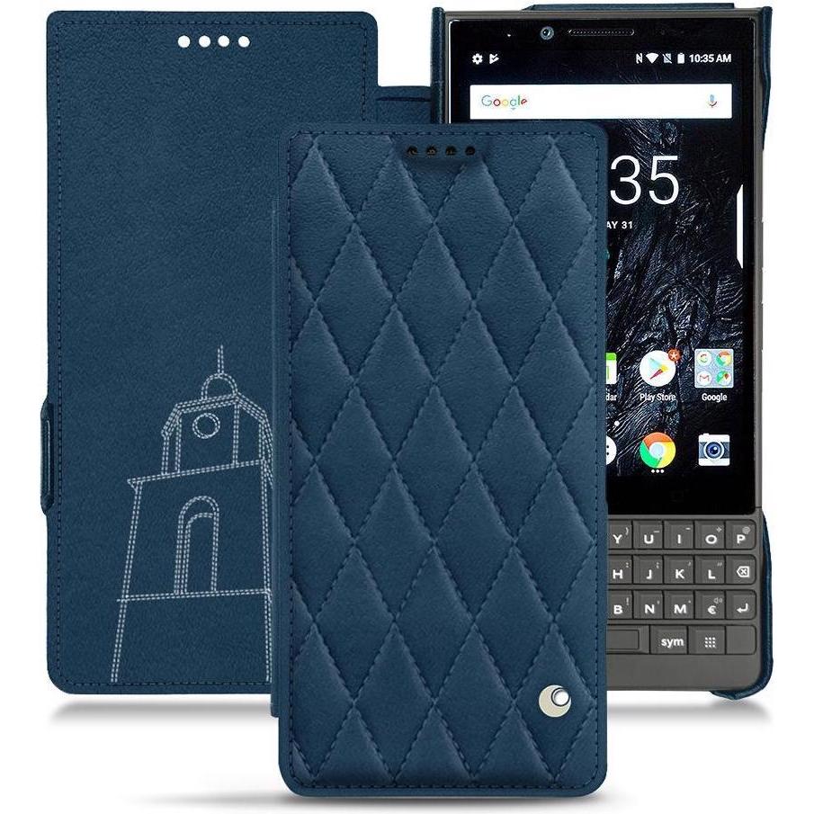 Noreve Lederschutzhülle horizontal (Blackberry KEY2), Smartphone Hülle, Blau