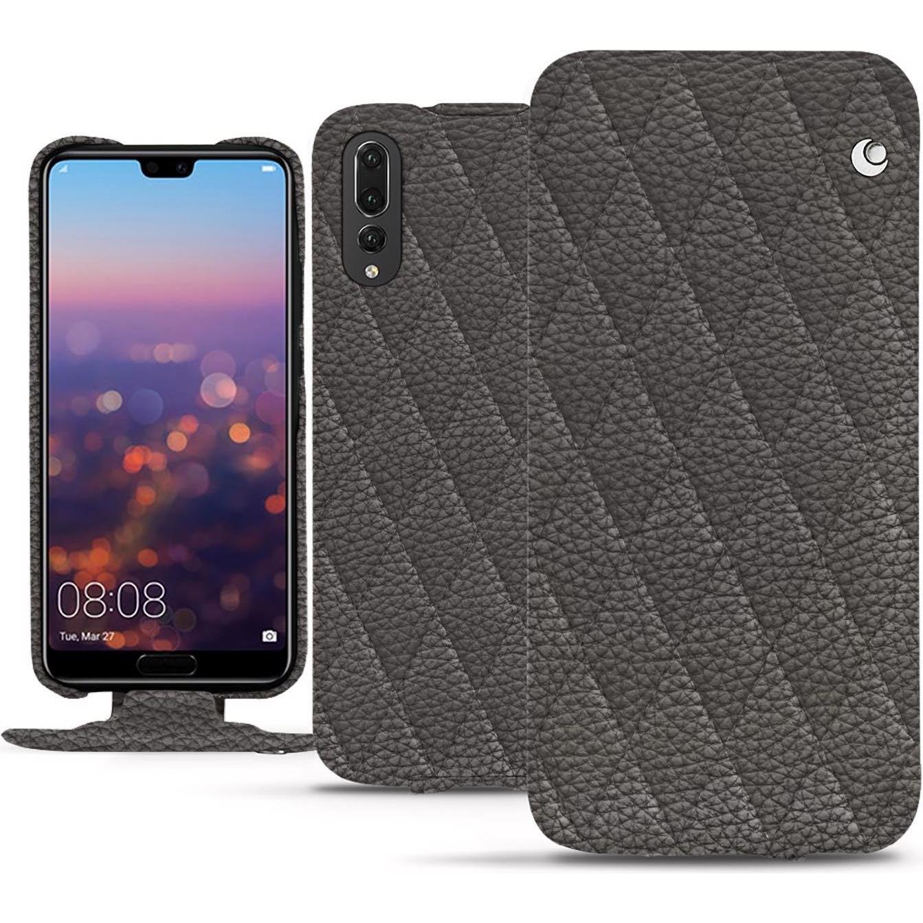 Noreve Lederschutzhülle vertikal (Huawei P20 Pro), Smartphone Hülle, Grau