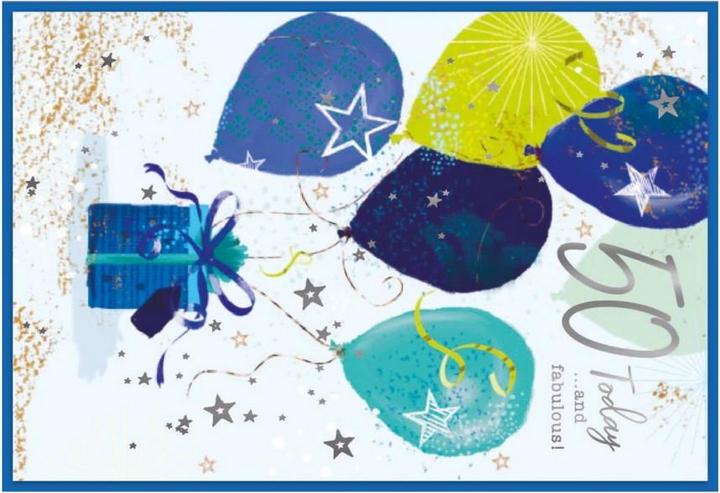 Produktbild Simon Elvin Ballons Grusskarte 50 Today 6erPack Karton (6 Stk.)