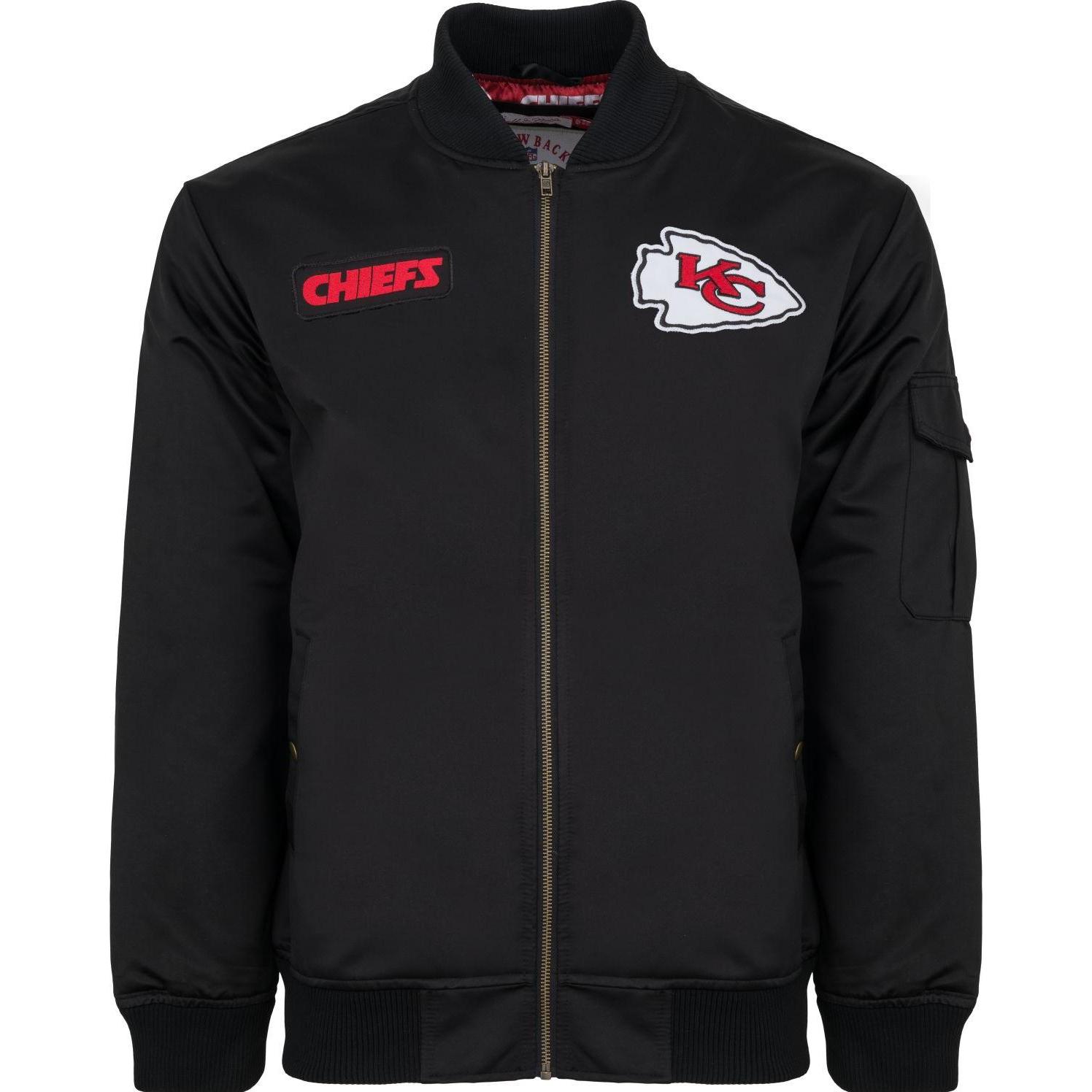 Mitchell & Ness, Herren, Jacke, M&N Heavyweight Bomber Jacke NFL Kansas City Chiefs - XL (XL), Schwarz, XL