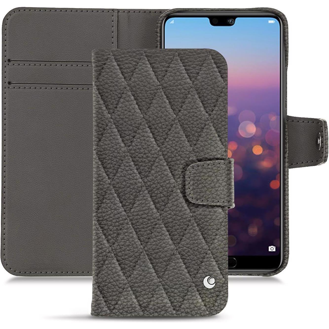 Noreve Lederschutzhülle Wallet (Huawei P20), Smartphone Hülle, Grau
