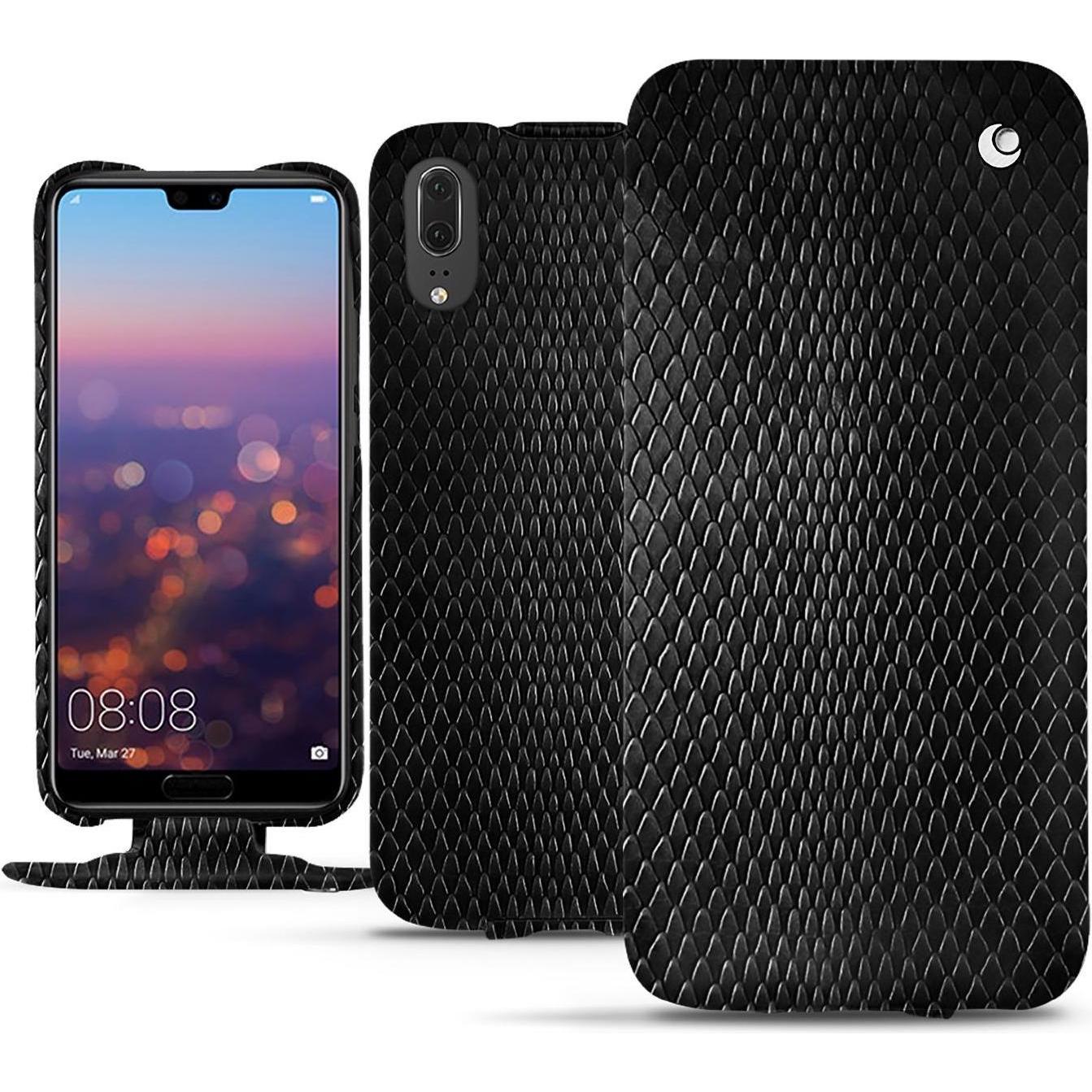 Noreve Lederschutzhülle vertikal (Huawei P20), Smartphone Hülle, Schwarz