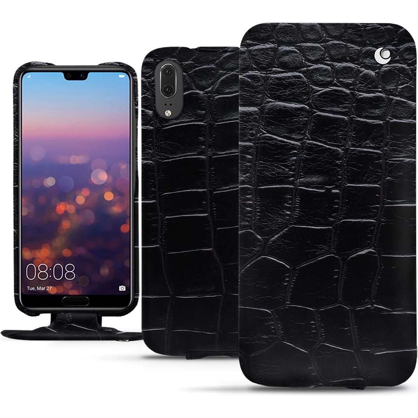 Noreve Lederschutzhülle vertikal (Huawei P20), Smartphone Hülle, Schwarz