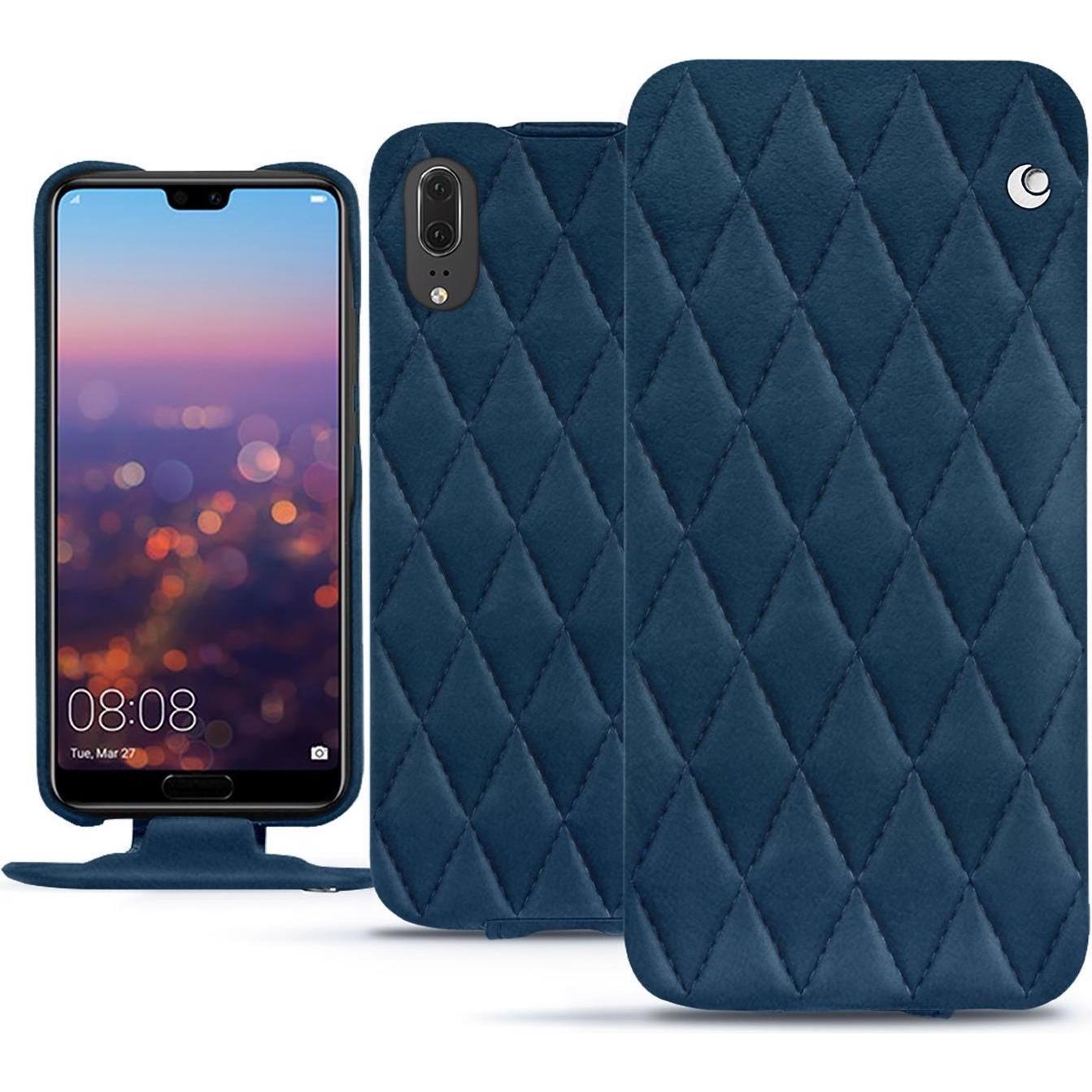 Noreve Lederschutzhülle vertikal (Huawei P20), Smartphone Hülle, Blau