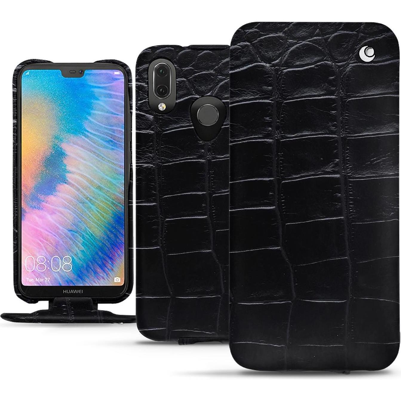 Noreve Lederschutzhülle vertikal (Huawei P20 Lite), Smartphone Hülle, Schwarz