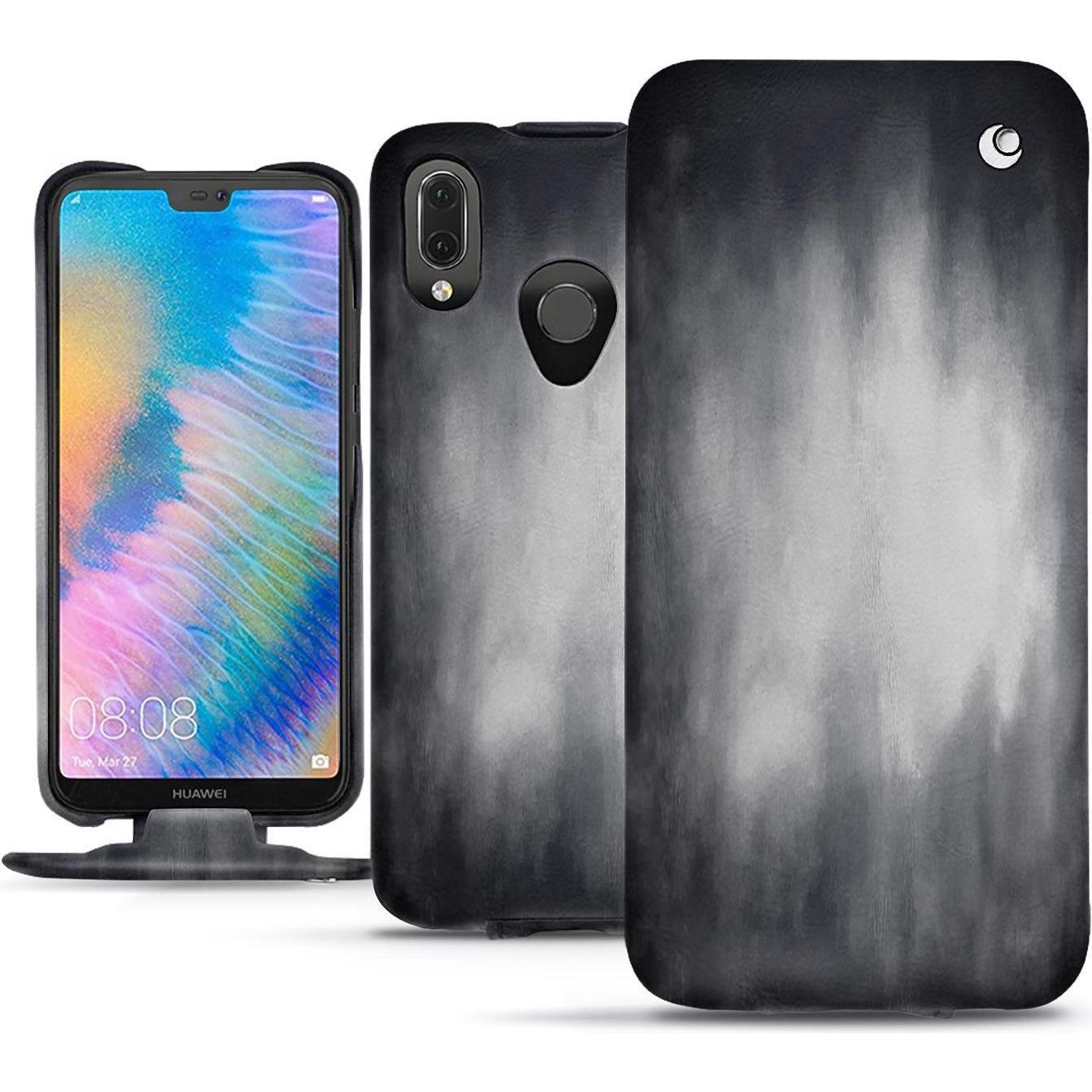 Thumbnail - Noreve Lederschutzhülle vertikal (Huawei P20 Lite), Smartphone Hülle, Grau