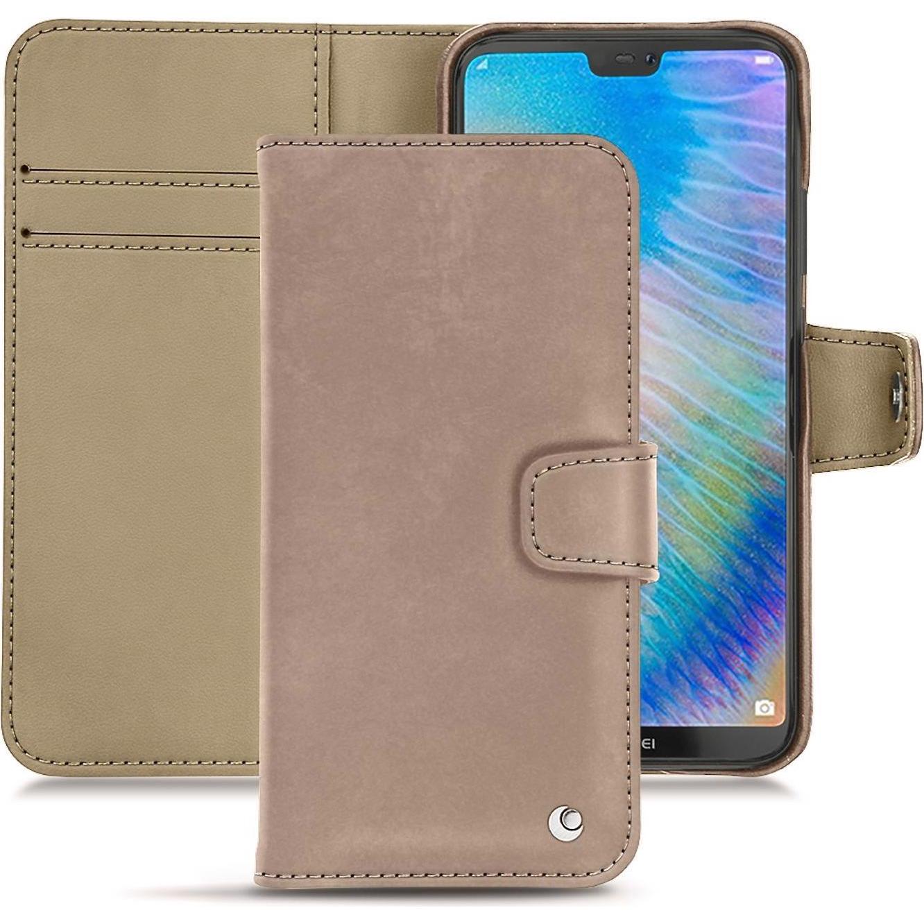 Noreve Lederschutzhülle Wallet (Huawei P20 Lite), Smartphone Hülle, Beige