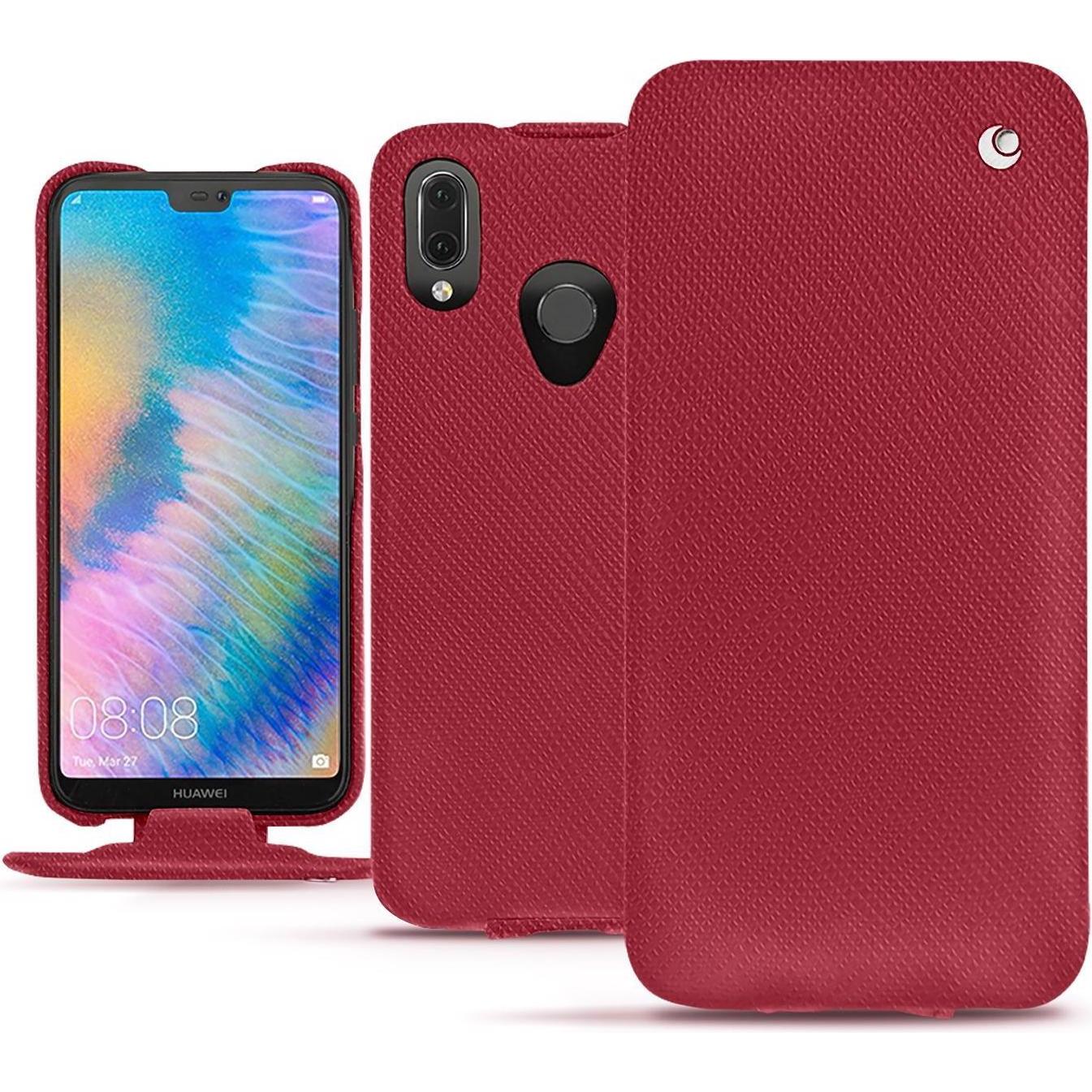 Noreve Lederschutzhülle vertikal (Huawei P20 Lite), Smartphone Hülle, Rot