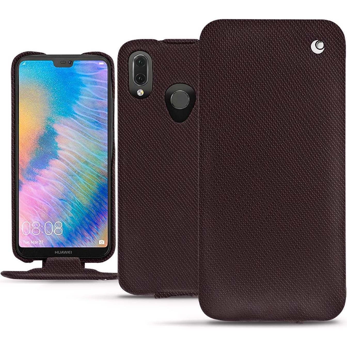 Noreve Lederschutzhülle vertikal (Huawei P20 Lite), Smartphone Hülle, Braun