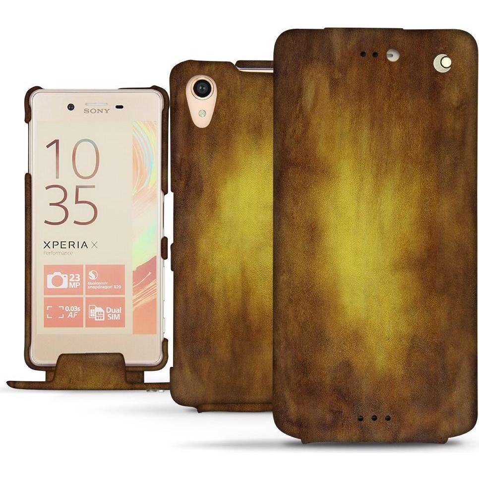 Noreve Lederschutzhülle vertikal (Sony Xperia X Performance), Smartphone Hülle, Gold