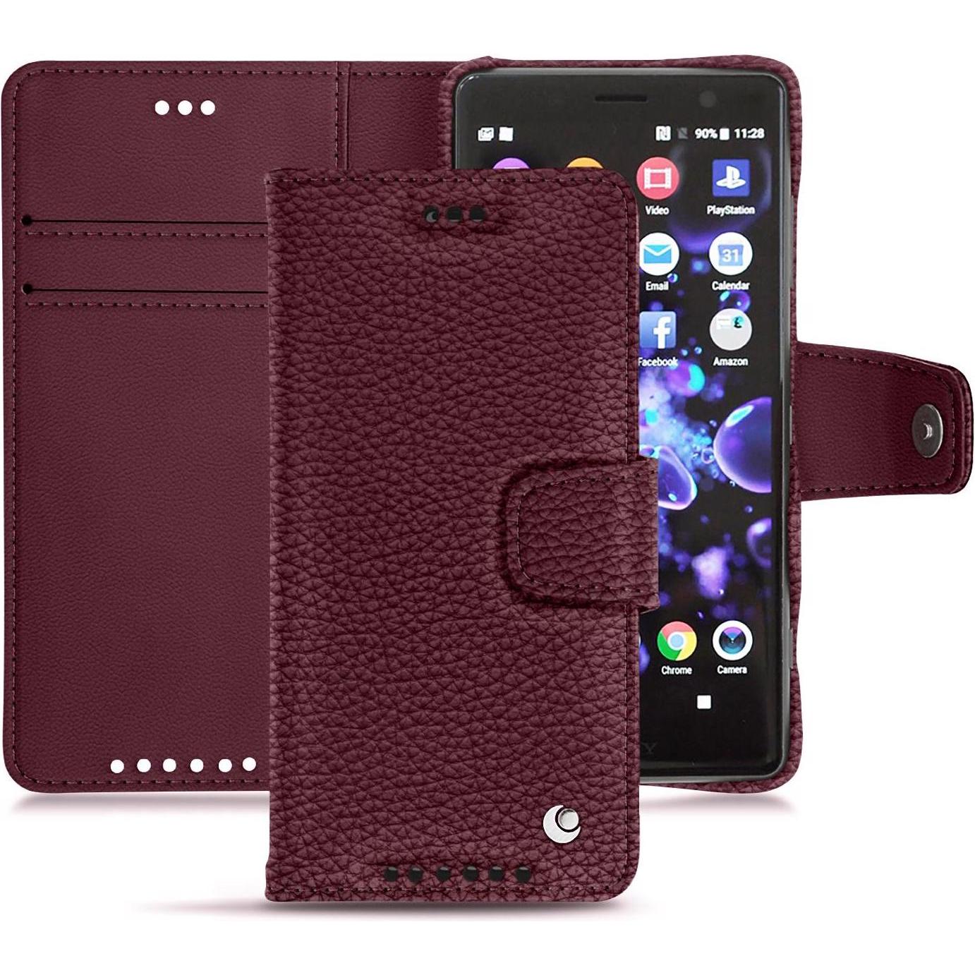 Noreve Lederschutzhülle Wallet (Sony Xperia XZ2 Compact), Smartphone Hülle, Violett