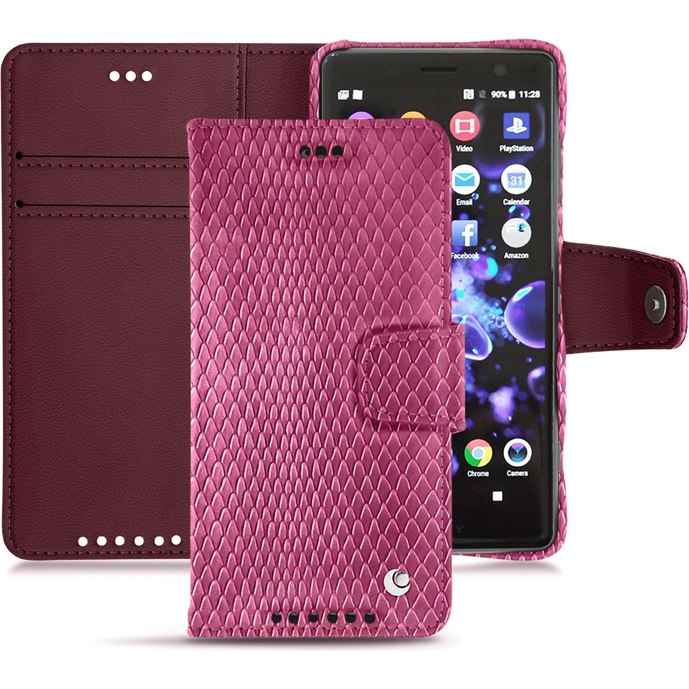 Noreve Lederschutzhülle Wallet (Sony Xperia XZ2 Compact), Smartphone Hülle, Rosa