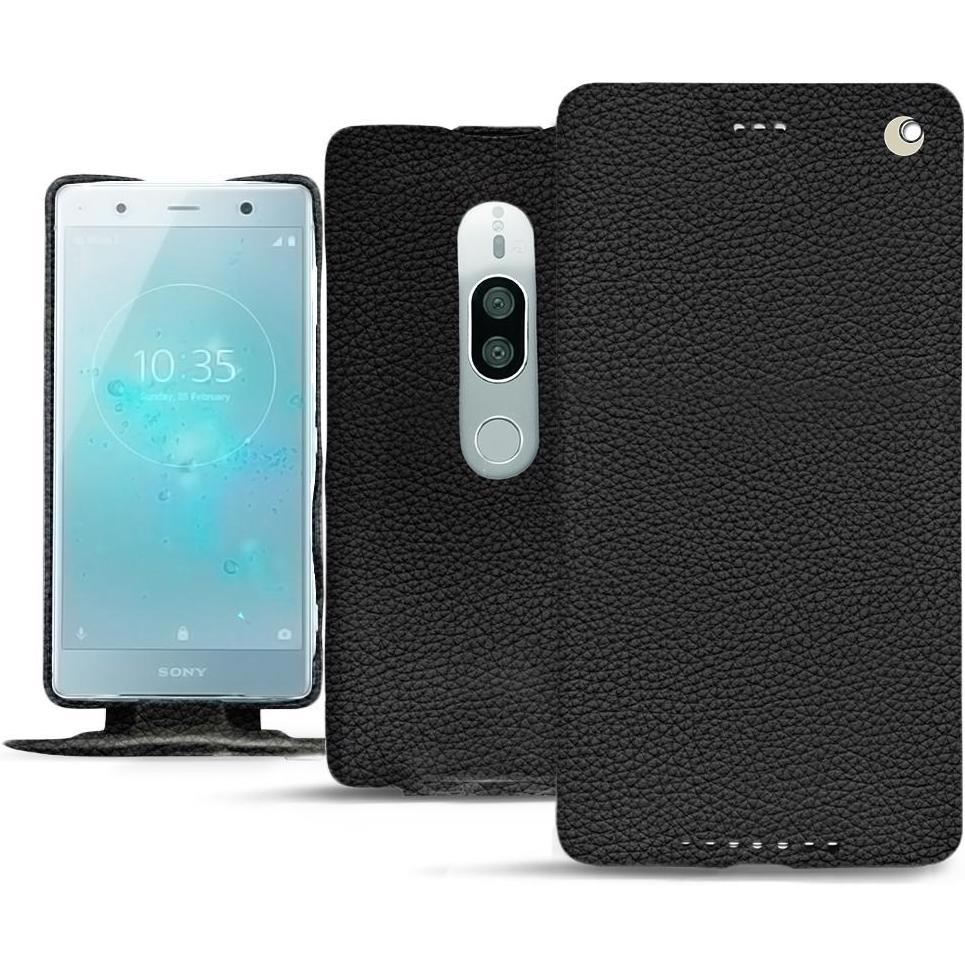Noreve Lederschutzhülle vertikal (Sony Xperia XZ2 Premium), Smartphone Hülle, Schwarz