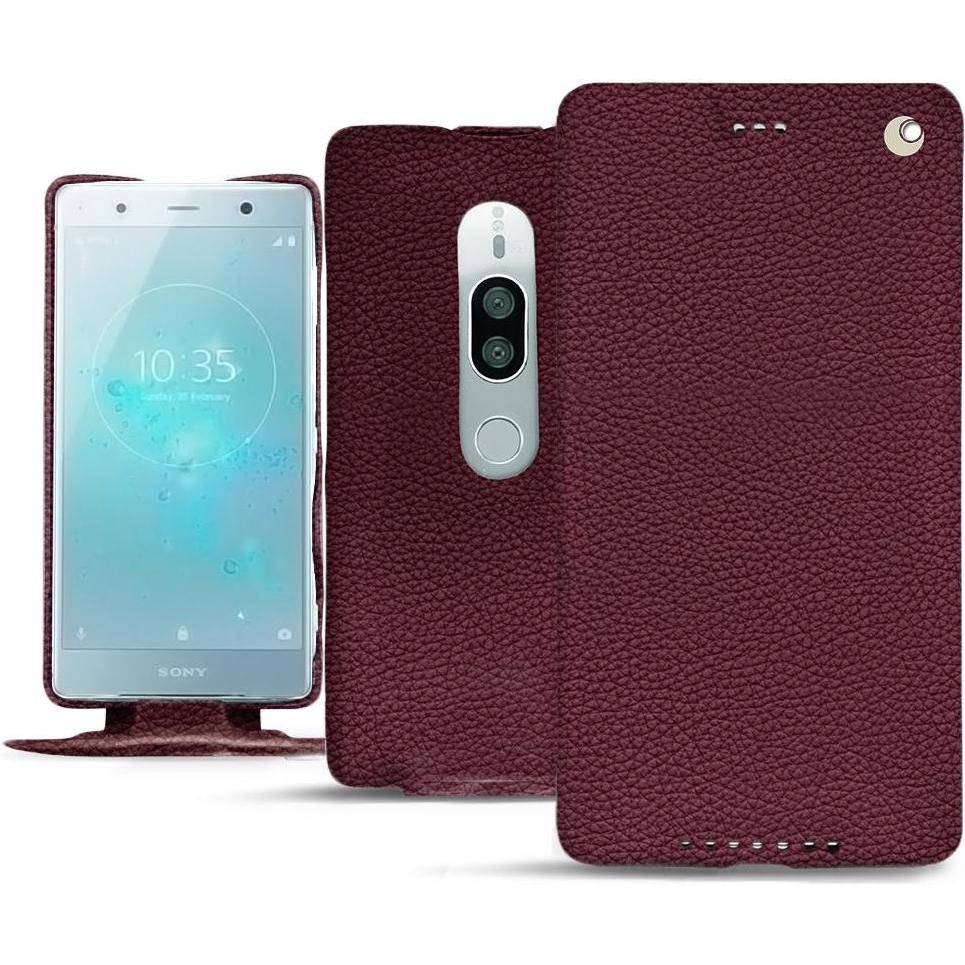 Noreve Lederschutzhülle vertikal (Sony Xperia XZ2 Premium), Smartphone Hülle, Violett