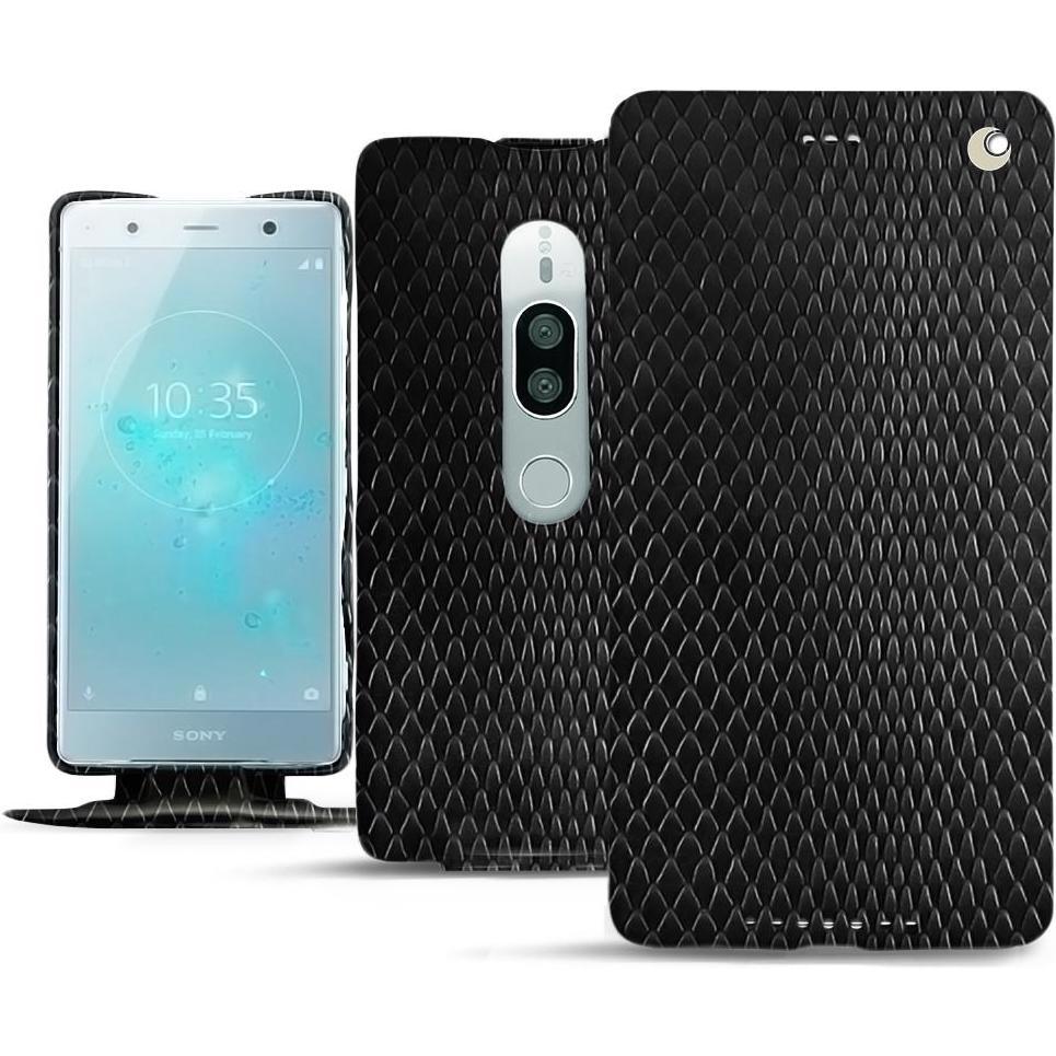 Noreve Lederschutzhülle vertikal (Sony Xperia XZ2 Premium), Smartphone Hülle, Schwarz