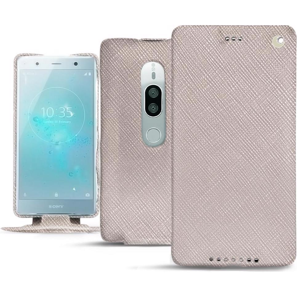 Thumbnail - Noreve Lederschutzhülle vertikal (Sony Xperia XZ2 Premium), Smartphone Hülle, Beige