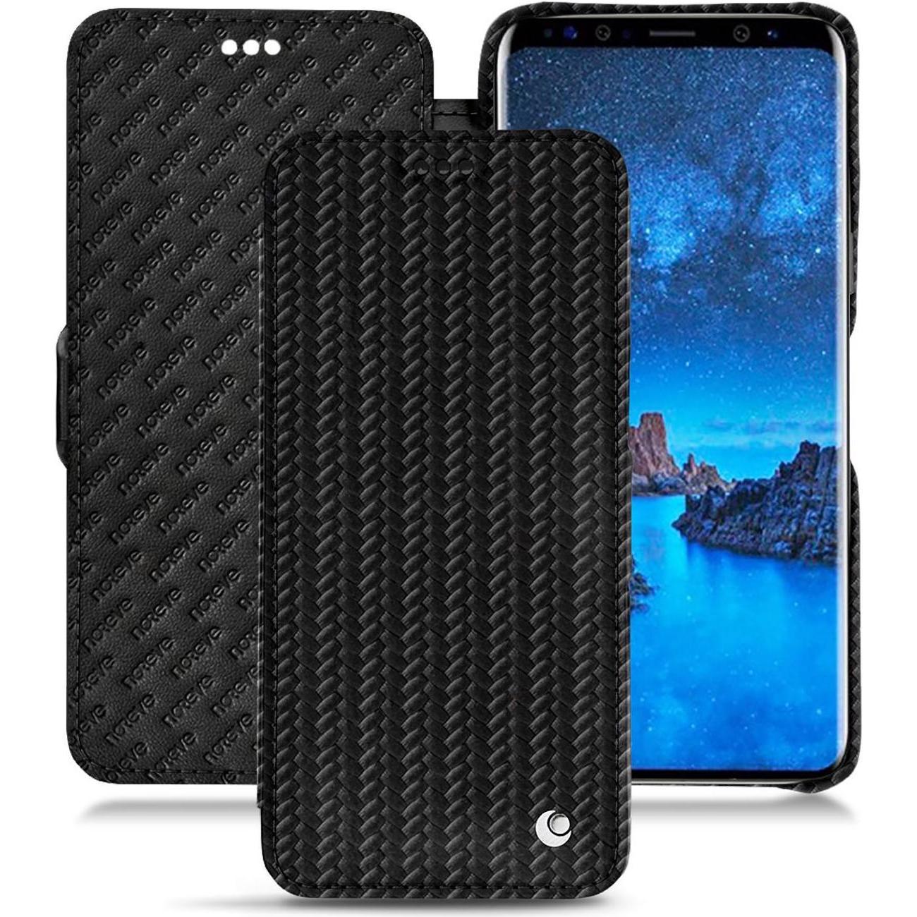 Noreve Lederschutzhülle horizontal (Samsung Galaxy S9), Smartphone Hülle, Schwarz