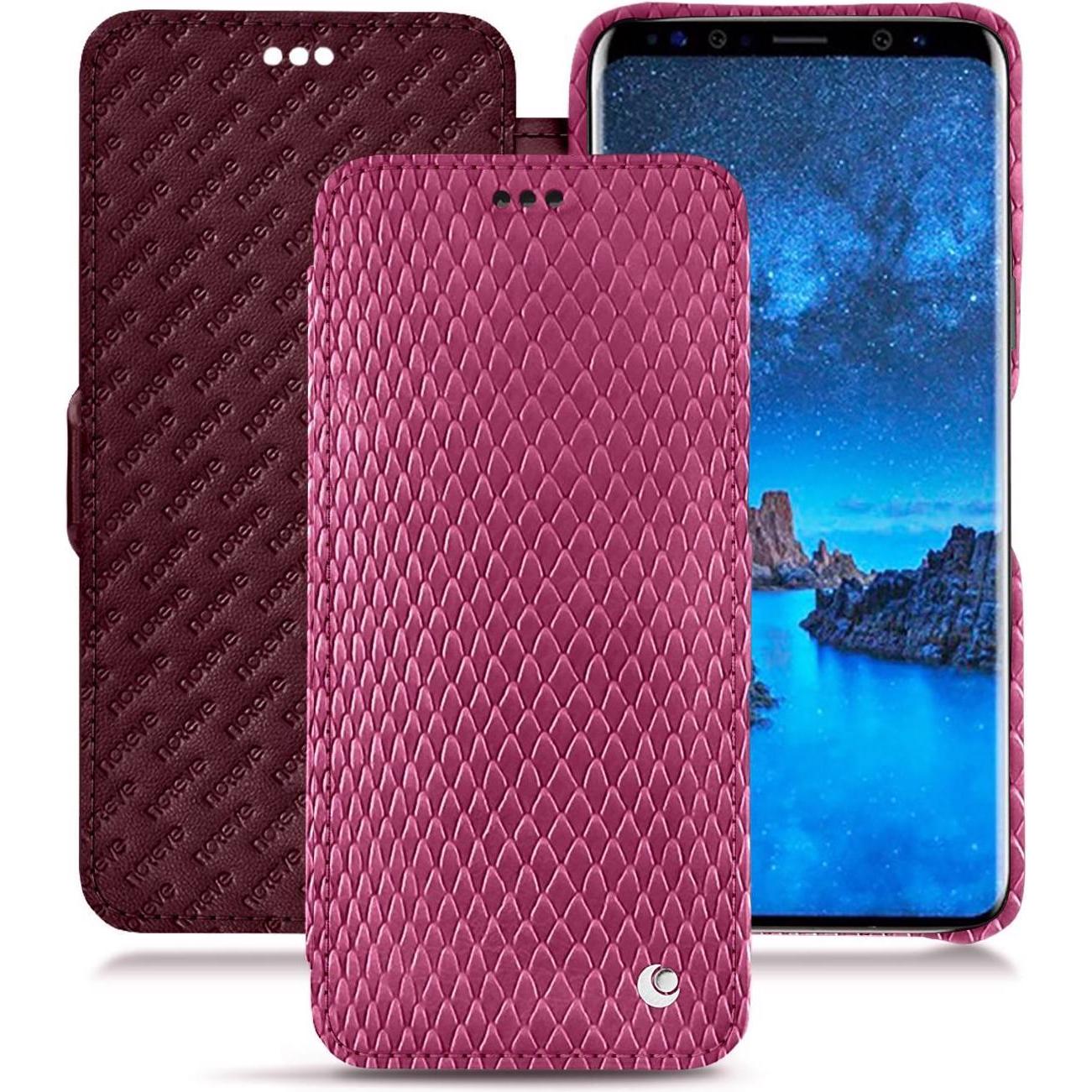 Noreve Lederschutzhülle horizontal (Samsung Galaxy S9), Smartphone Hülle, Rosa