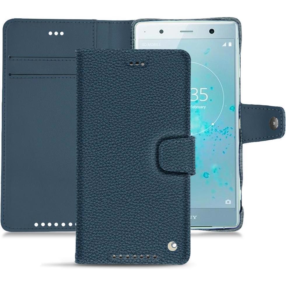 Noreve Lederschutzhülle Wallet (Sony Xperia XZ2 Premium), Smartphone Hülle, Blau
