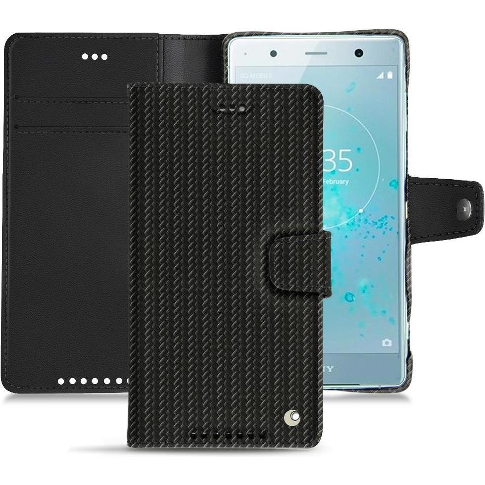 Noreve Lederschutzhülle Wallet (Sony Xperia XZ2 Premium), Smartphone Hülle, Schwarz