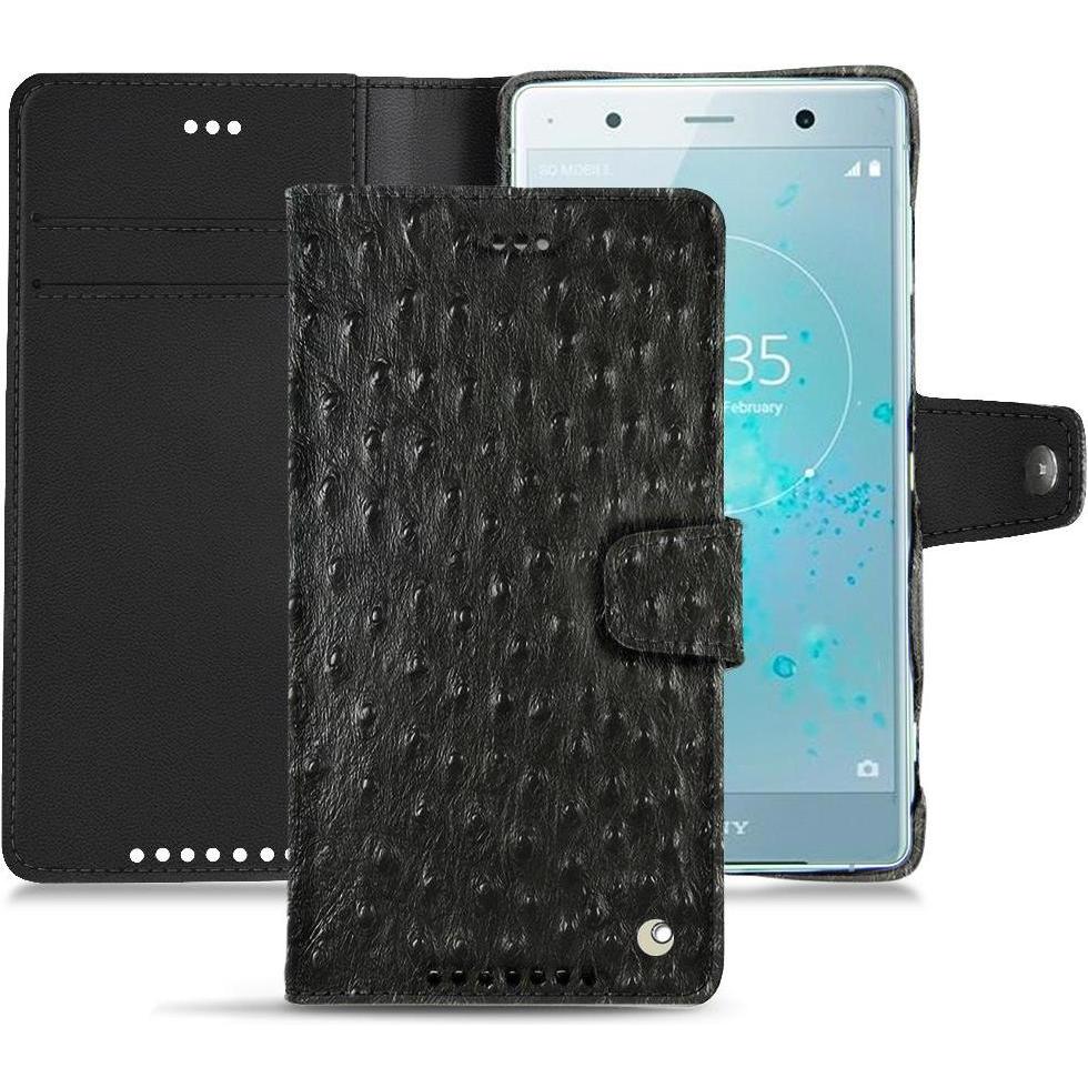 Noreve Lederschutzhülle Wallet (Sony Xperia XZ2 Premium), Smartphone Hülle, Schwarz
