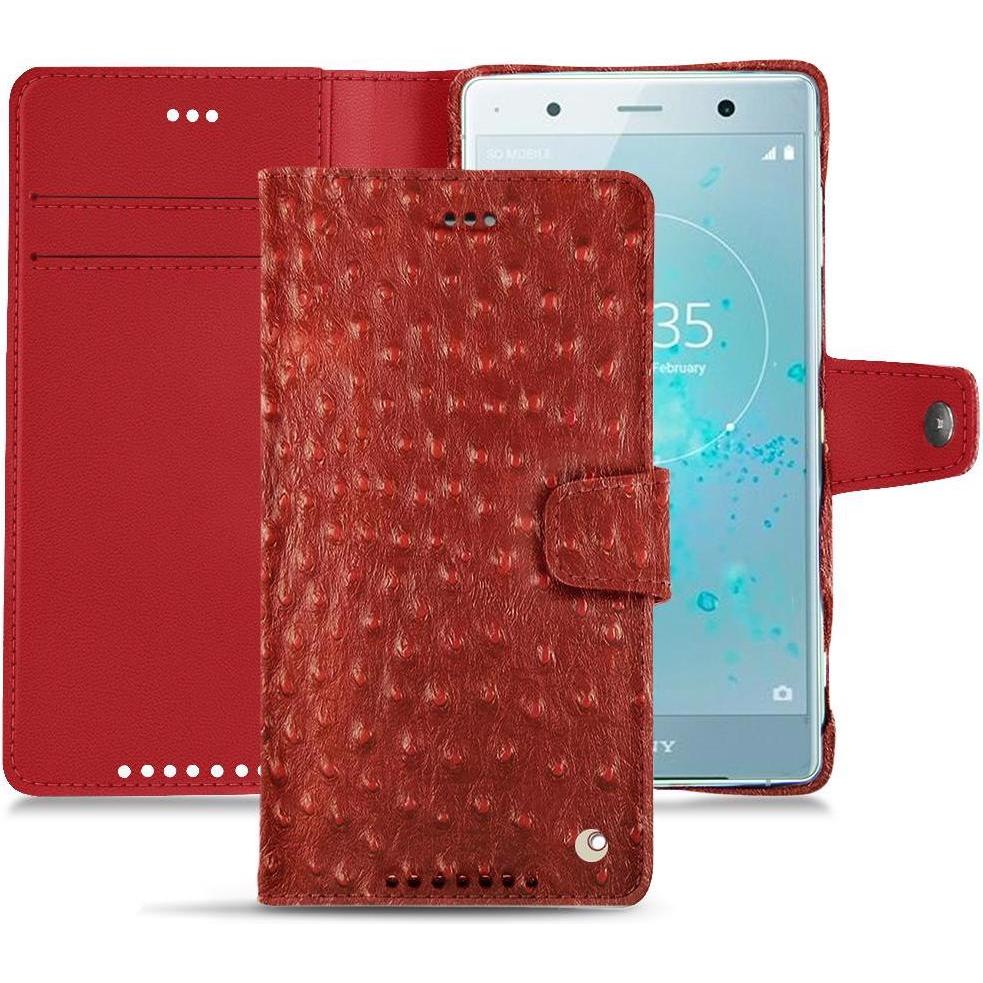 Noreve Lederschutzhülle Wallet (Sony Xperia XZ2 Premium), Smartphone Hülle, Rot