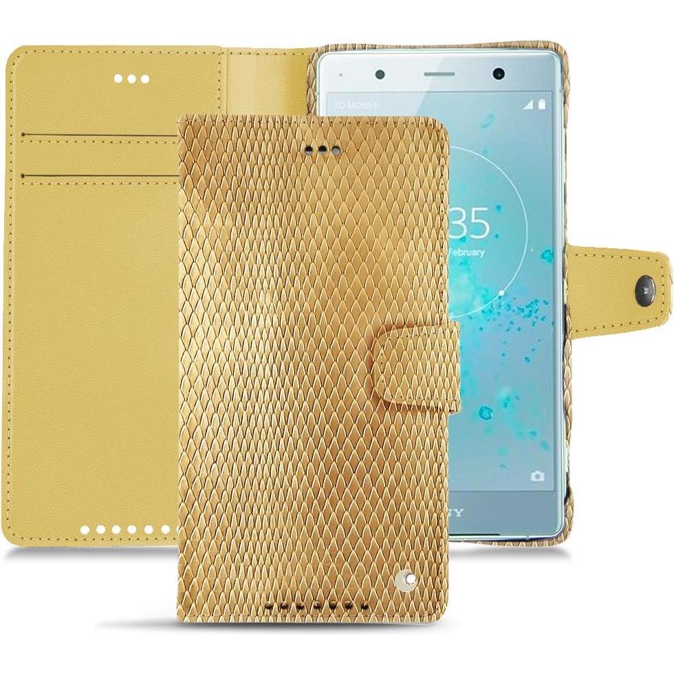 Noreve Lederschutzhülle Wallet (Sony Xperia XZ2 Premium), Smartphone Hülle, Beige