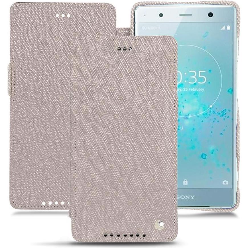 Noreve Lederschutzhülle horizontal (Sony Xperia XZ2 Premium), Smartphone Hülle, Beige