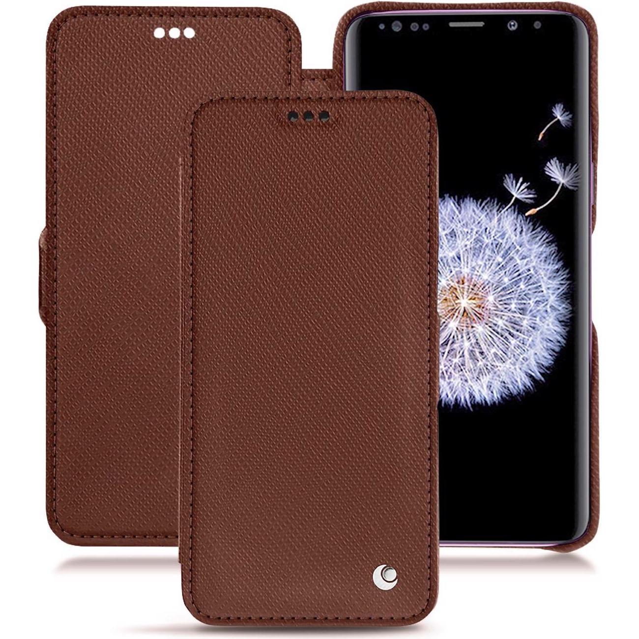 Noreve Lederschutzhülle horizontal (Samsung Galaxy S9+), Smartphone Hülle, Braun