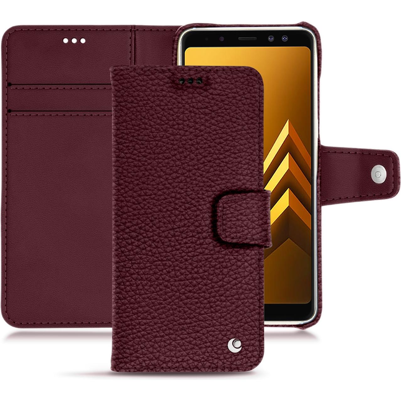 Noreve Lederschutzhülle Wallet (Samsung Galaxy A8 (2018)), Smartphone Hülle, Violett