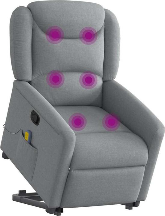 Immagine prodotto VidaXL Poltrona massaggiante con ausilio per la risalita Tessuto grigio chiaro