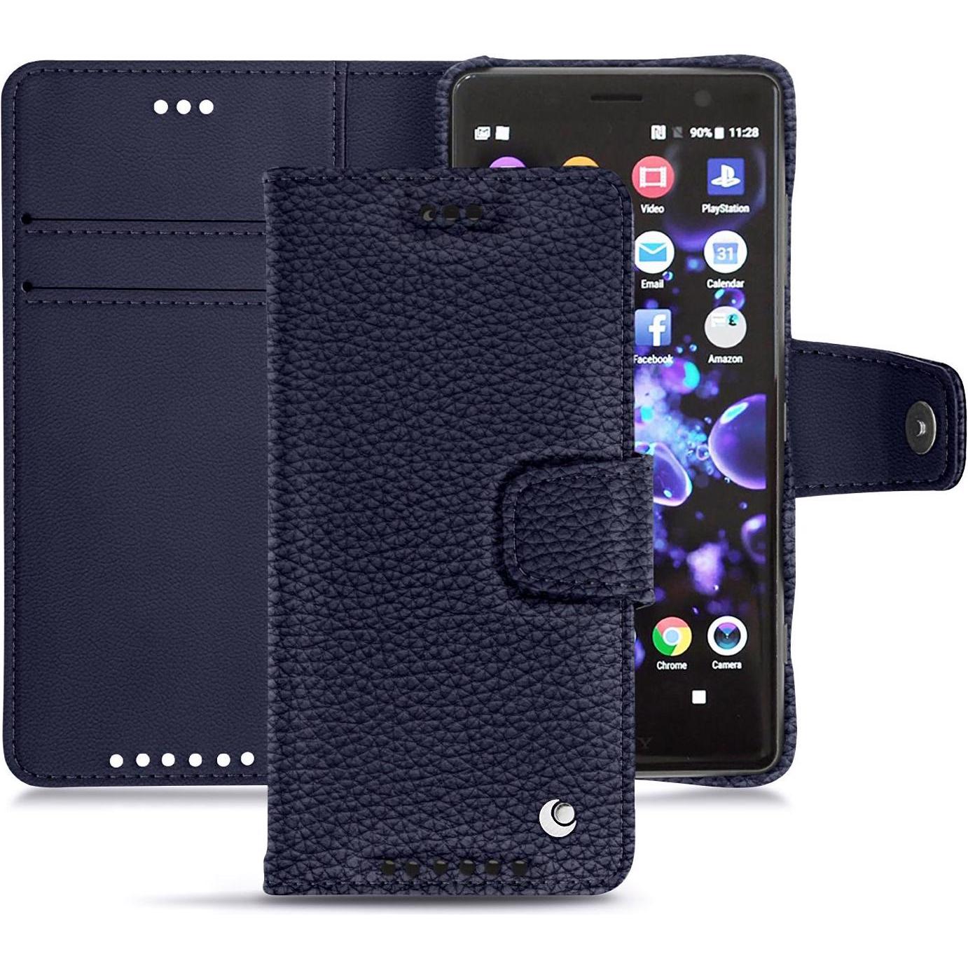 Noreve Lederschutzhülle Wallet (Sony Xperia XZ2 Compact), Smartphone Hülle, Violett