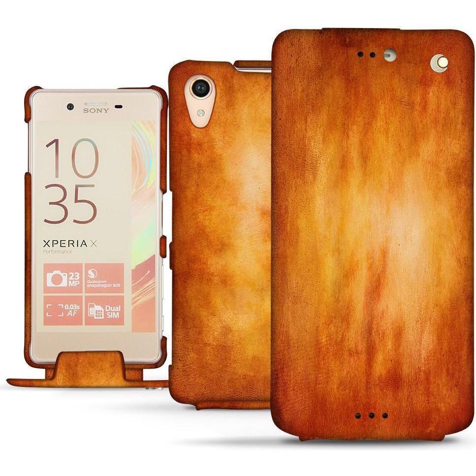 Noreve Lederschutzhülle vertikal (Sony Xperia X Performance), Smartphone Hülle, Orange