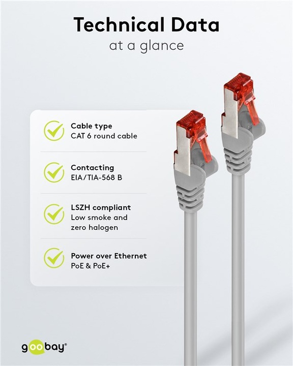 Produktbild Goobay Wentronic S/STP Netzwerkkabel (S/FTP, PiMF, CAT6, 1 m)