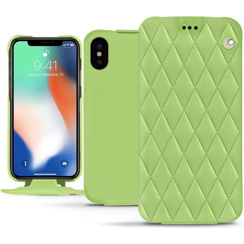 Noreve Lederschutzhülle vertikal (Apple iPhone XS Max), Smartphone Hülle, Grün