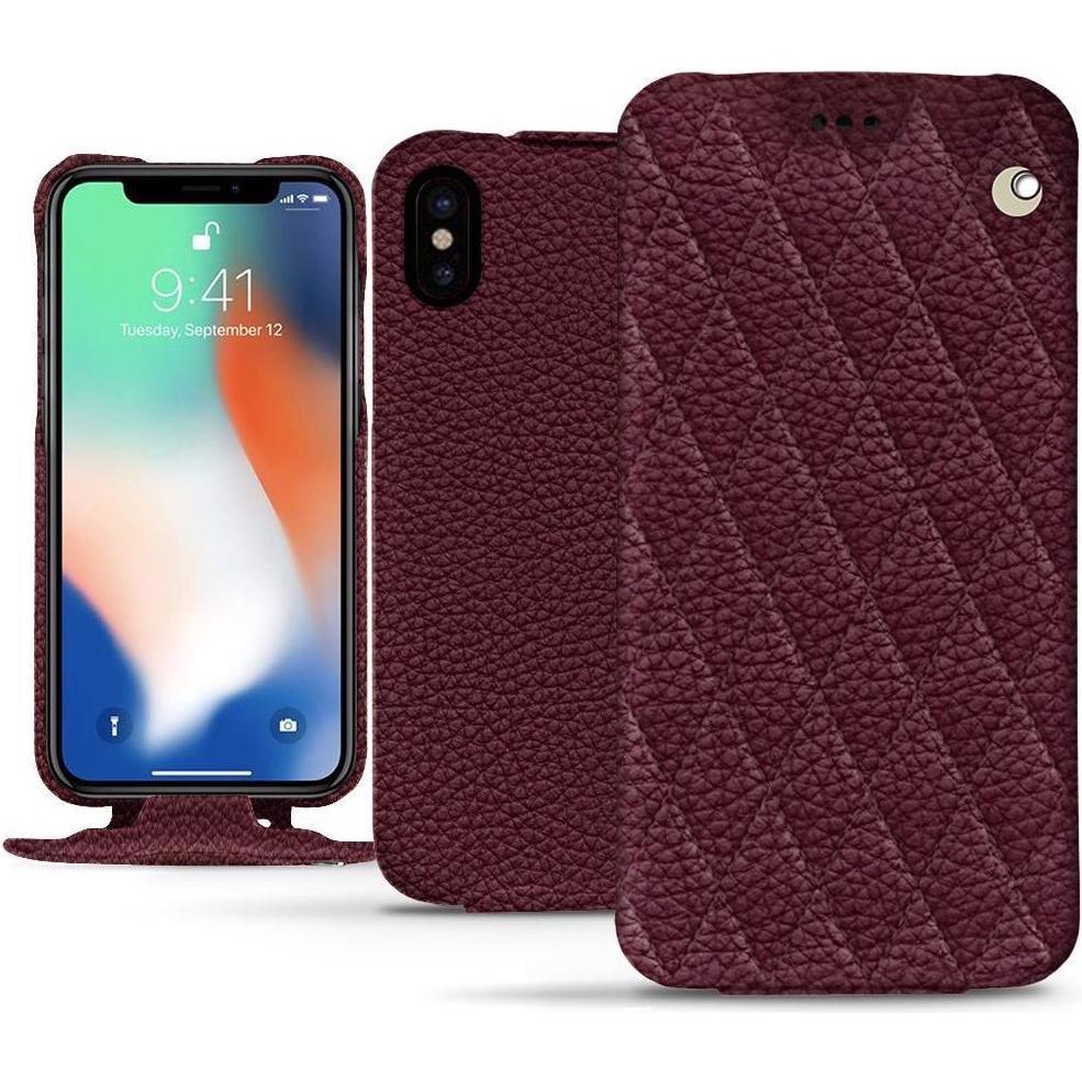 Noreve Lederschutzhülle vertikal (Apple iPhone XS Max), Smartphone Hülle, Violett