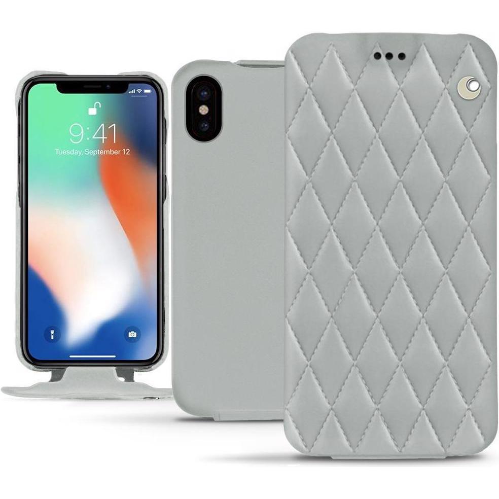 Noreve Lederschutzhülle vertikal (Apple iPhone XS Max), Smartphone Hülle, Grau