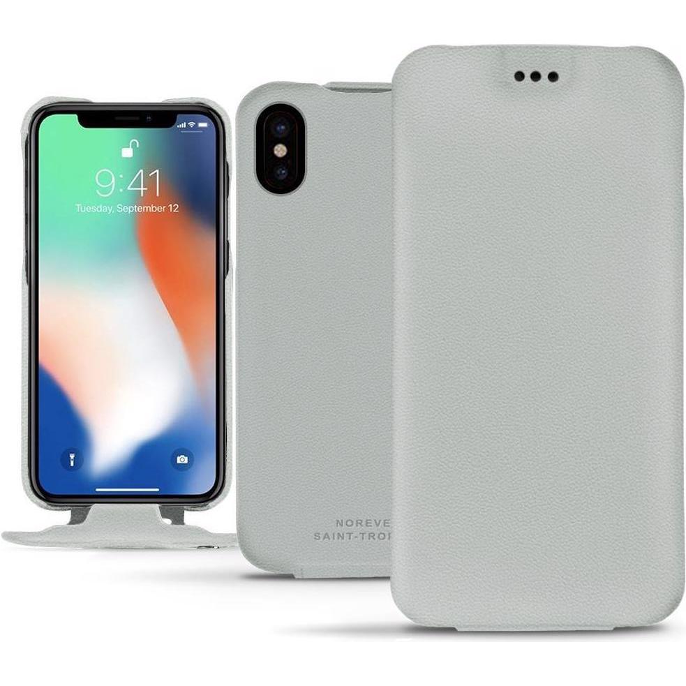 Noreve Lederschutzhülle vertikal (Apple iPhone XS Max), Smartphone Hülle, Grau
