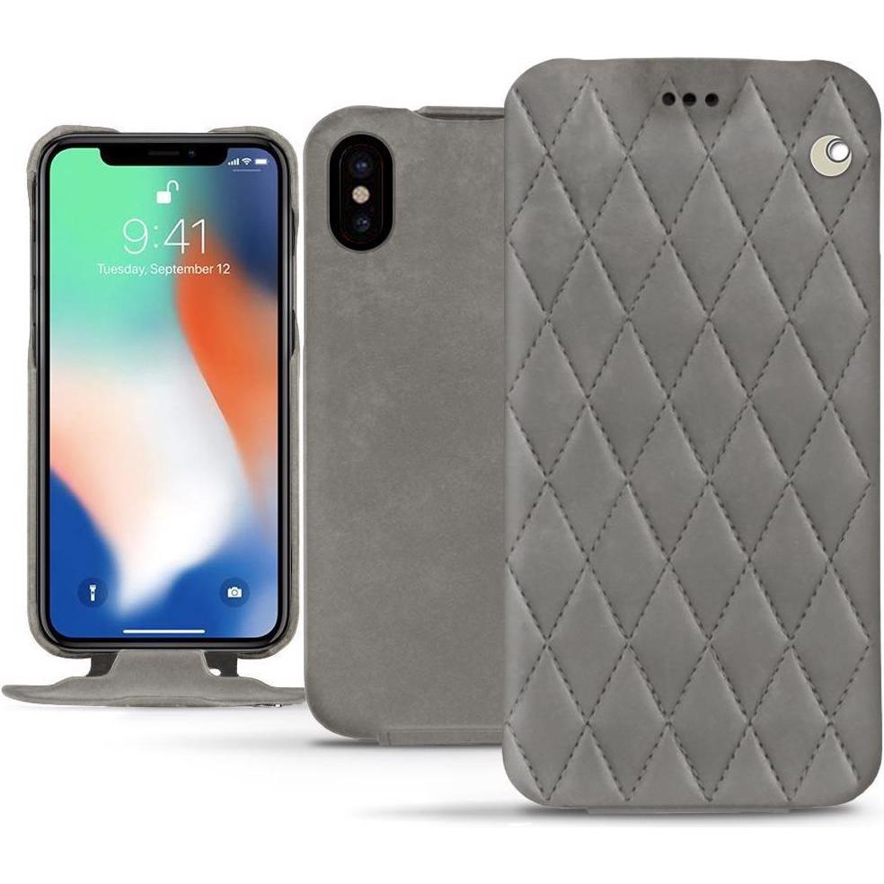 Noreve Lederschutzhülle vertikal (Apple iPhone XS Max), Smartphone Hülle, Grau