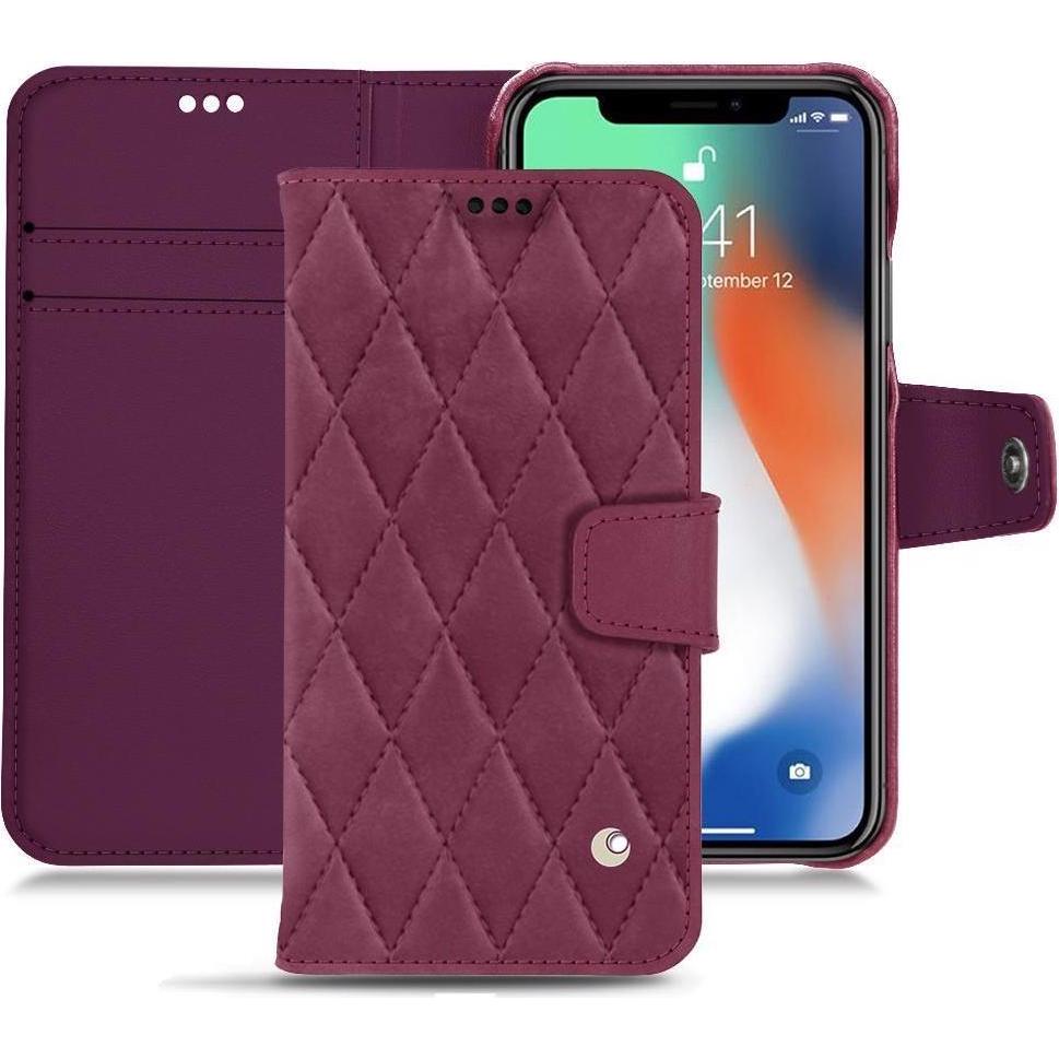 Noreve Lederschutzhülle Wallet (Apple iPhone XS Max), Smartphone Hülle, Violett