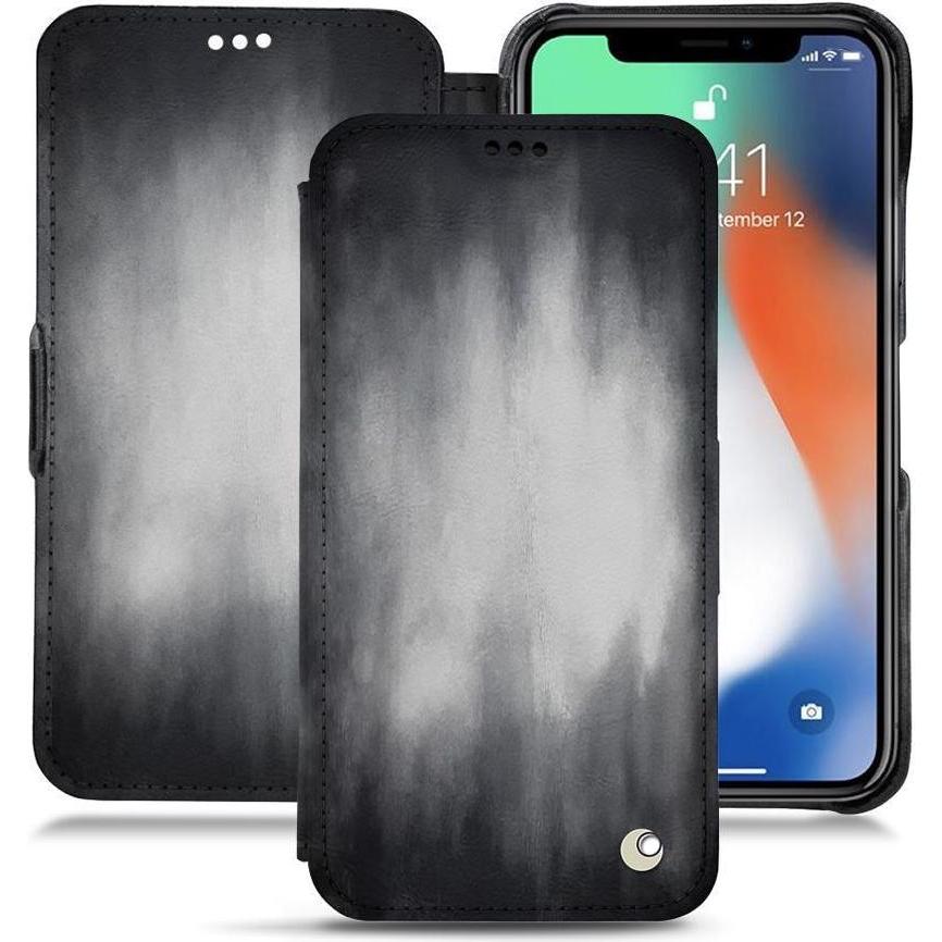 Thumbnail - Noreve Lederschutzhülle horizontal (Apple iPhone XS Max), Smartphone Hülle, Grau