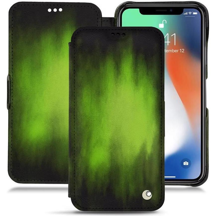 Noreve Lederschutzhülle horizontal (Apple iPhone XS Max), Smartphone Hülle, Grün