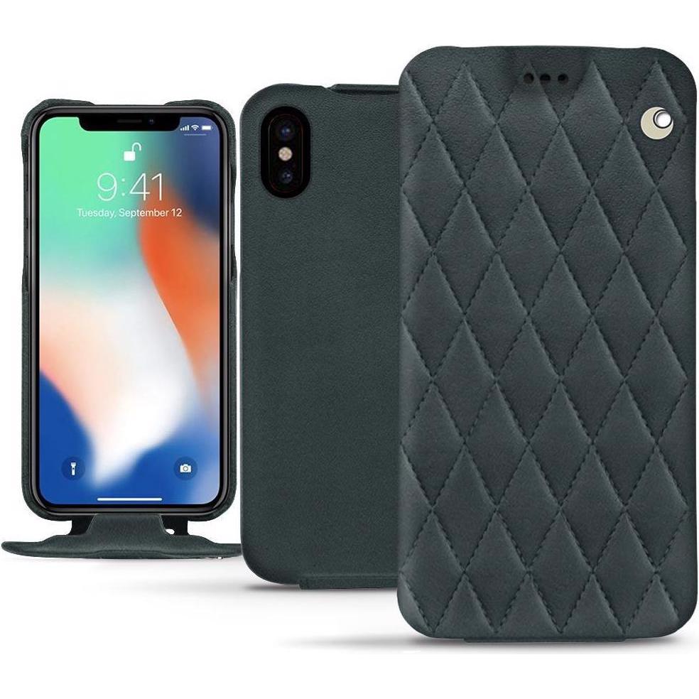 Noreve Lederschutzhülle vertikal (Apple iPhone XS Max), Smartphone Hülle, Blau