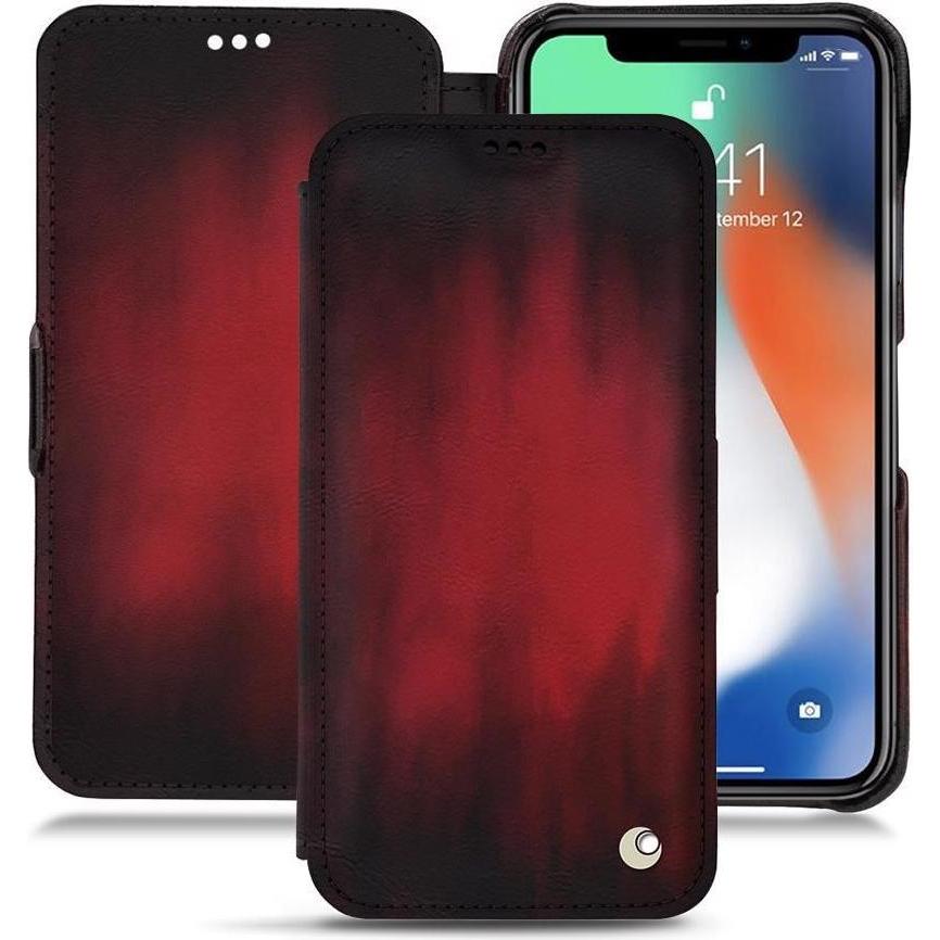 Noreve Lederschutzhülle horizontal (Apple iPhone XS Max), Smartphone Hülle, Rot
