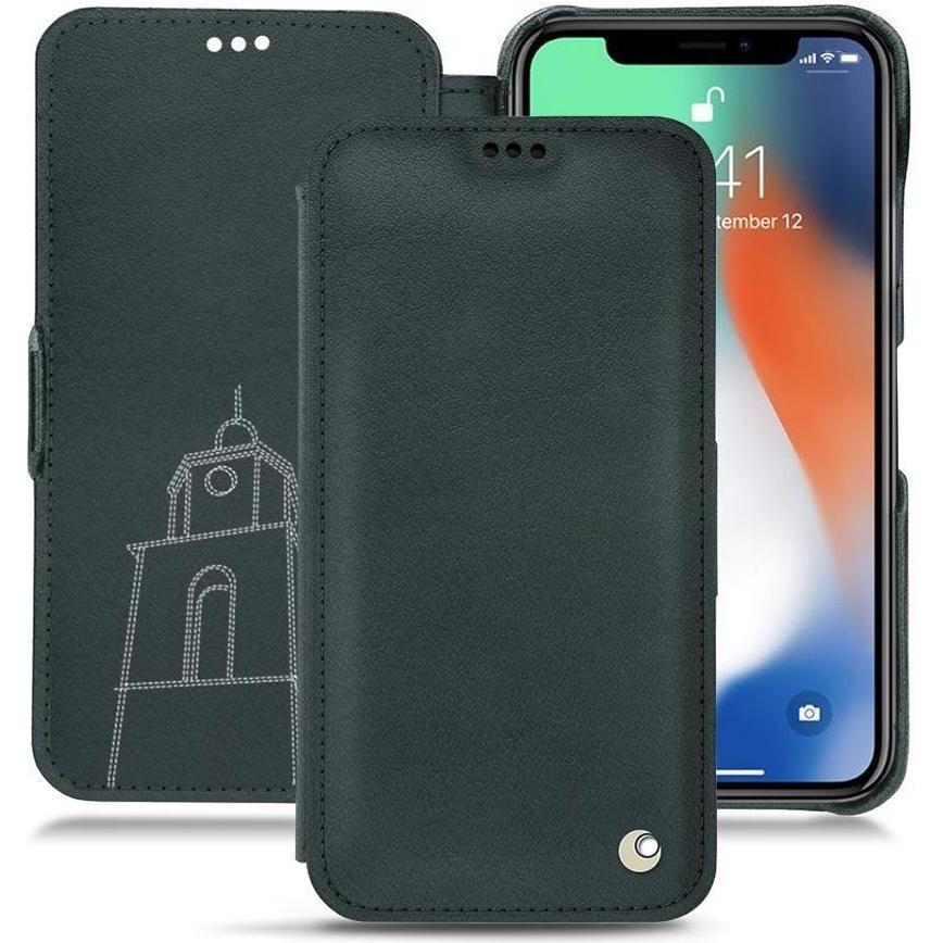 Noreve Lederschutzhülle horizontal (Apple iPhone XS Max), Smartphone Hülle, Blau