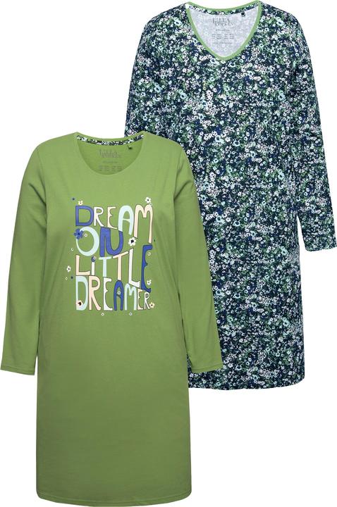 Produktbild Ulla Popken Bigshirts, 2er-Pack, Rundhals/V-Ausschnitt, Langarm (42, 44)
