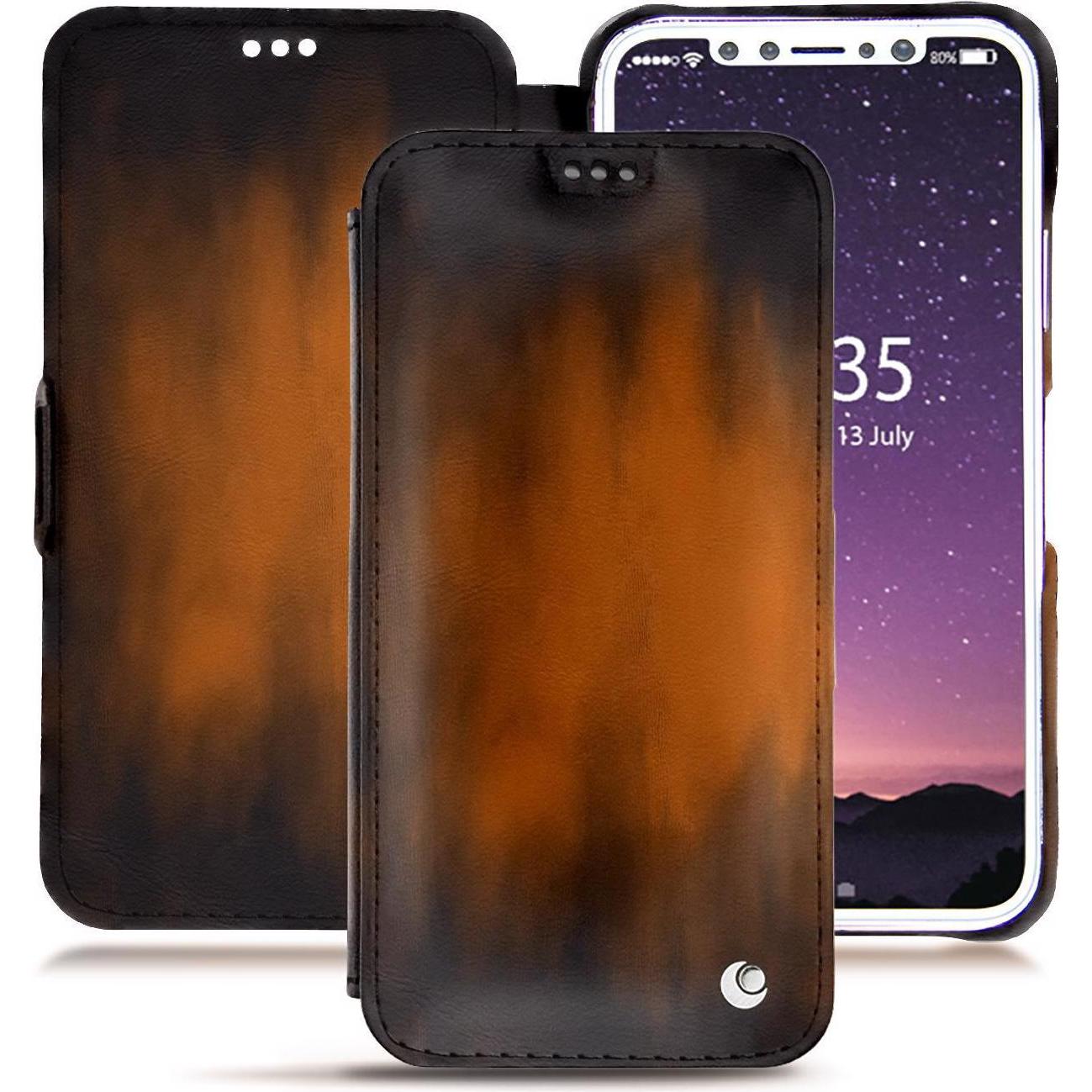 Thumbnail - Noreve Lederschutzhülle horizontal (Apple iPhone XS), Smartphone Hülle, Braun